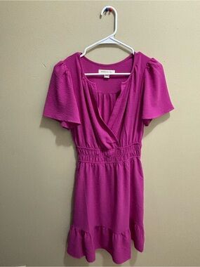 Monteau Fuchsia V-Neck Mini Dress